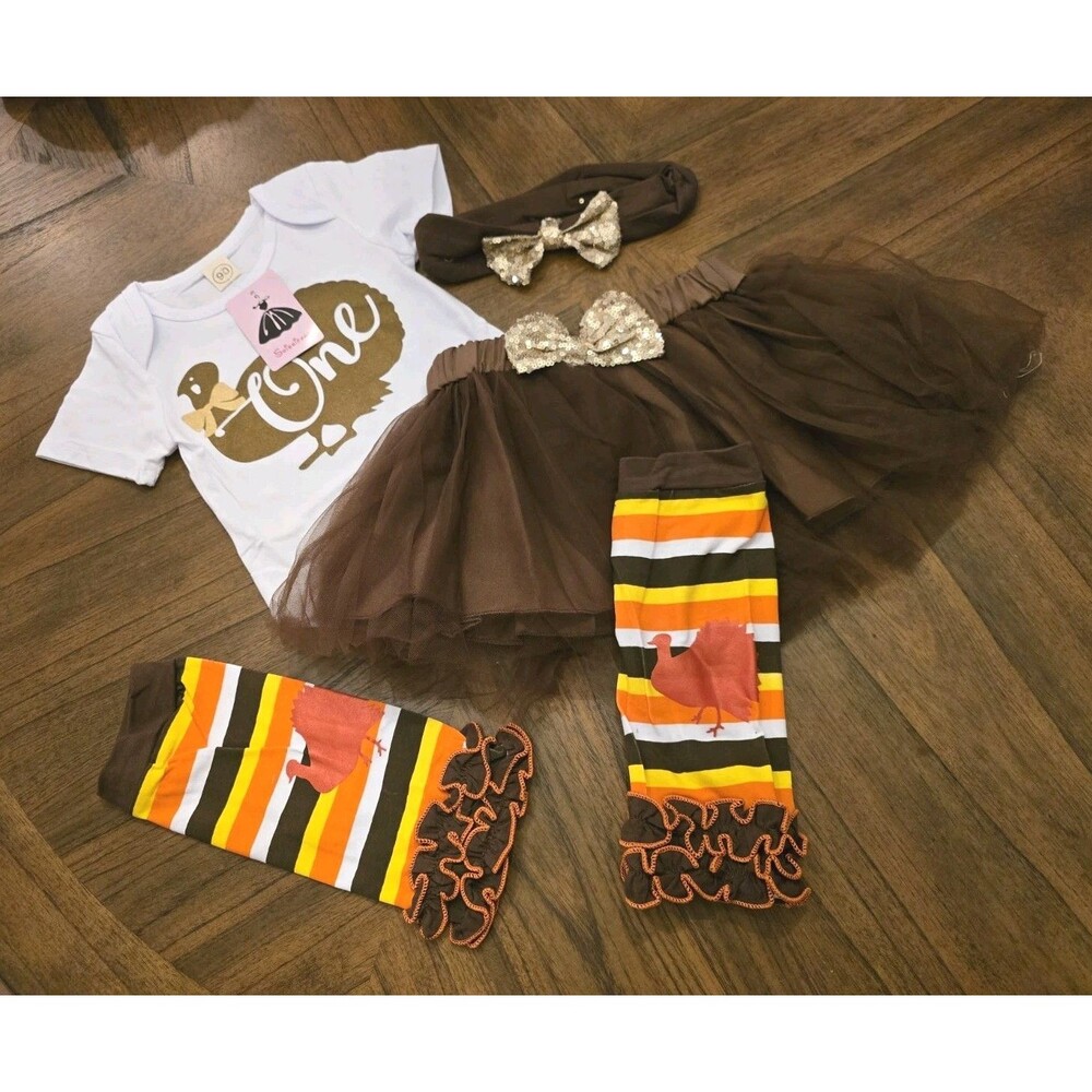 Turkey First Birthday Tutu Age One Outfit 12-18 Months Size 90 Thanksgiving NWT